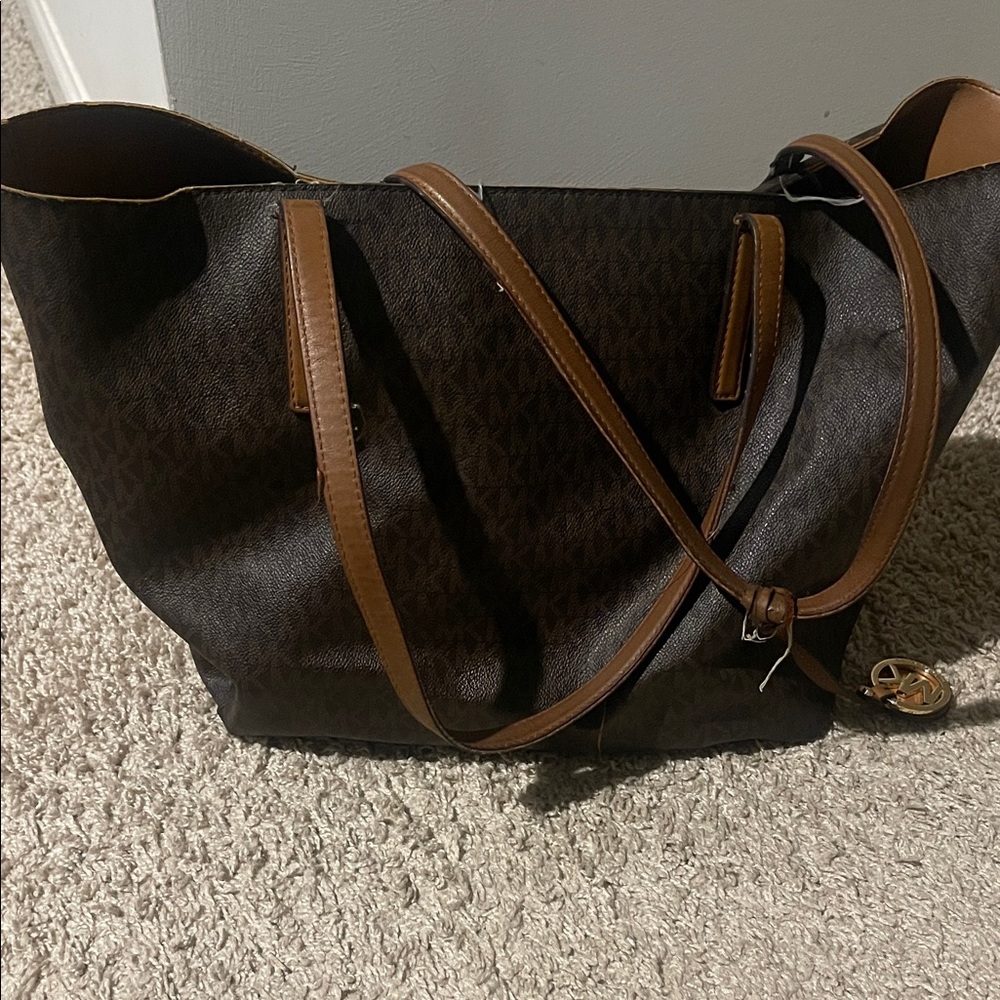 Michael Kors Dark Brown Tote with Tan Accents